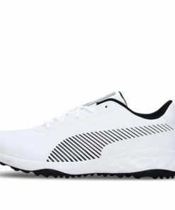 PUMA Grip Fusion Pro Low Top Golf Shoe White White/Black Golf Shoes 194240-01