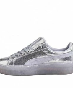 Puma (WMNS) PUMA Suede Platform Sintillant SILVER Skate Shoes 364587-02