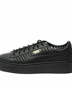 Puma (WMNS) PUMA Basket Platform Summer Casual Shoes Black Skate Shoes 365190-02