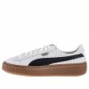 Puma (WMNS) PUMA Basket Platform Perf Gum 'White Brown' White/Brown Skate Shoes 366807-01