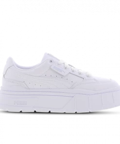 Puma (WMNS) Mayze Stack Leather 'Triple White' WHITE Skate Shoes 384412-01