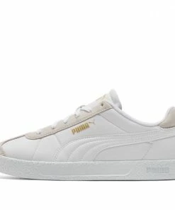 PUMA Club Nylon Casual Skateboarding Shoes Unisex White White/Gold Skate Shoes 384822-01