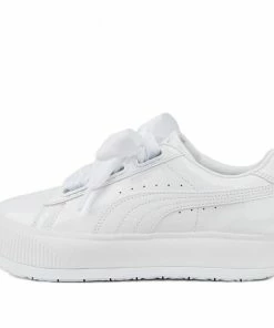 Puma (WMNS) PUMA Suede Mayu Heart Patent WHITE Skate Shoes 385967-01