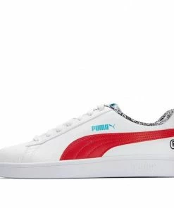 PUMA Smash V2 Me Happy WHITE/RED/BLACK Skate Shoes 386396-01