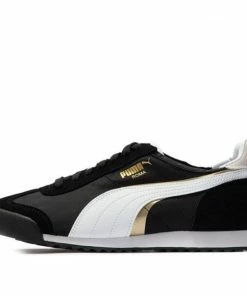 PUMA Roma OG Nylon Double FS BLACK/WHITE/GOLD Athletic Shoes 390634-01