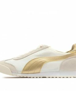 PUMA Roma OG Nylon Metallic WHITE/CREAM/GOLD Athletic Shoes 390635-02
