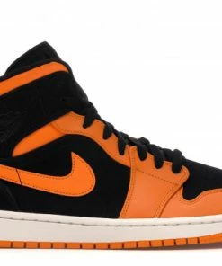 Jordan 1 Mid Black Orange Peel