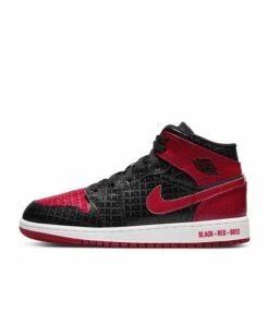 Air Jordan 1 Mid SS GS 'Black + Red = Bred'