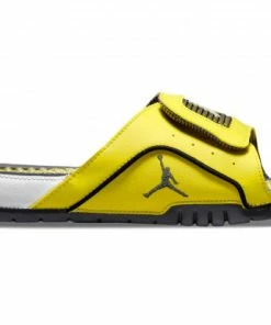 Jordan Hydro Retro 4 Slides - Men's Slides - Yellow / Black / White